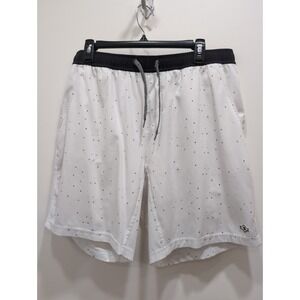 Burlebo Men's White w/Black Dot Size 36 Swim Trunks Summer Vacation